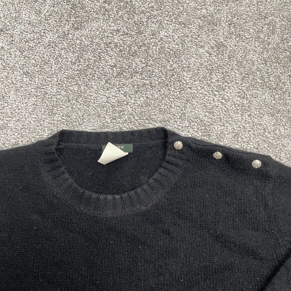 J. Crew Sweater Womens Medium Black Crew Neck Button Wool Rabbit Hair Cashmere - Picture 9 of 13